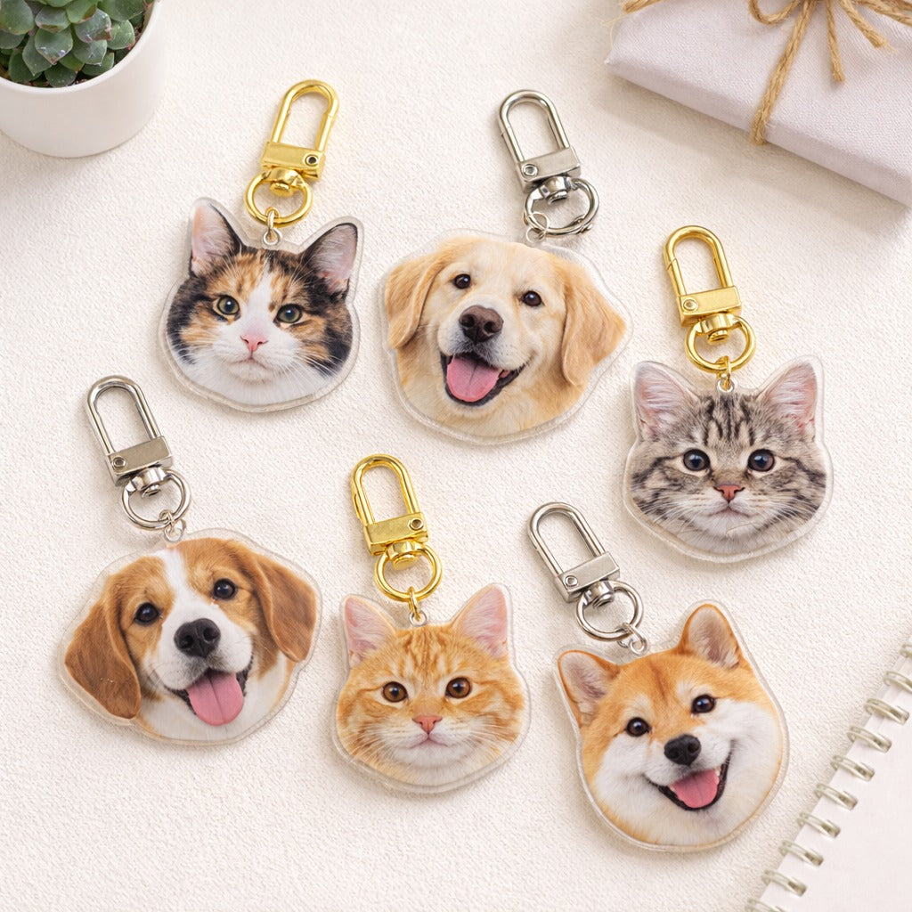 Custom Pet Photo Keychain, Funny Pet Keychain, Personalized Pet Photo Keychain, Cat Dog Memorial Gift, Holiday Gift for Pet Lovers