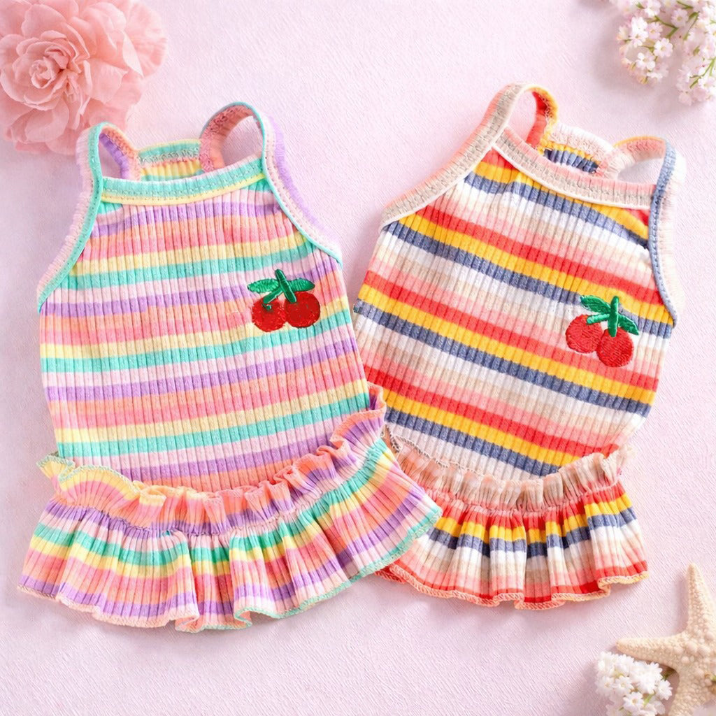 Rainbow Dress For Pet, Dog Cat Clothing, Pet Dress, Summer Clothing For Pet, Comfortable Clothing