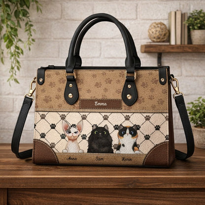 Personalized Cat Portrait Leather Handbag, Pet Portrait Wallet/Shoulder Bag, Custom Pet Bag, Retro Handbag, Dog Mom Bag Gift