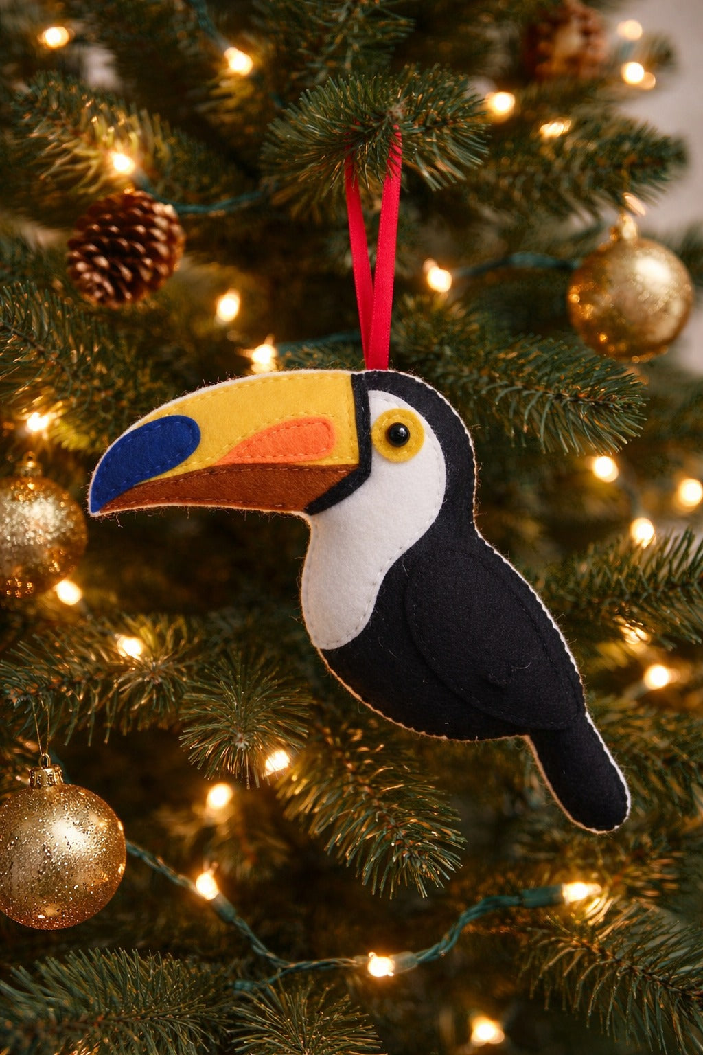 Handmade Felt Birds Ornament, Funny Bird Fabric Ornament Gift, Custom Name Animal Ornament, Hanging Decor, Holiday Ornament