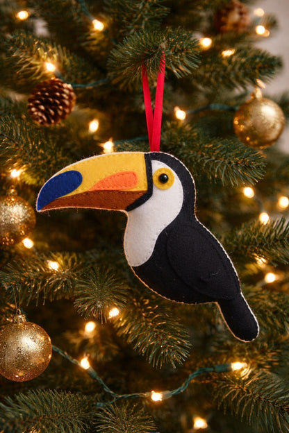 Felt Bird Ornament With Name - Personalized Blue Jay, Cardinal, Toucan & More - Gift For Bird Lovers