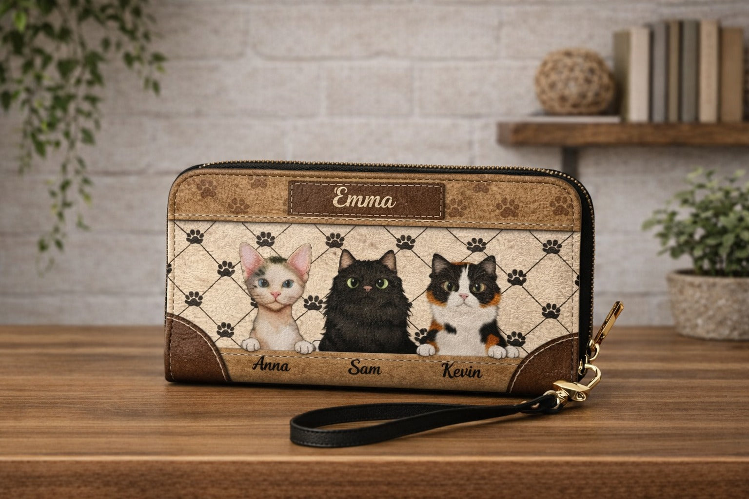 Personalized Cat Portrait Leather Handbag, Pet Portrait Wallet/Shoulder Bag, Custom Pet Bag, Retro Handbag, Dog Mom Bag Gift