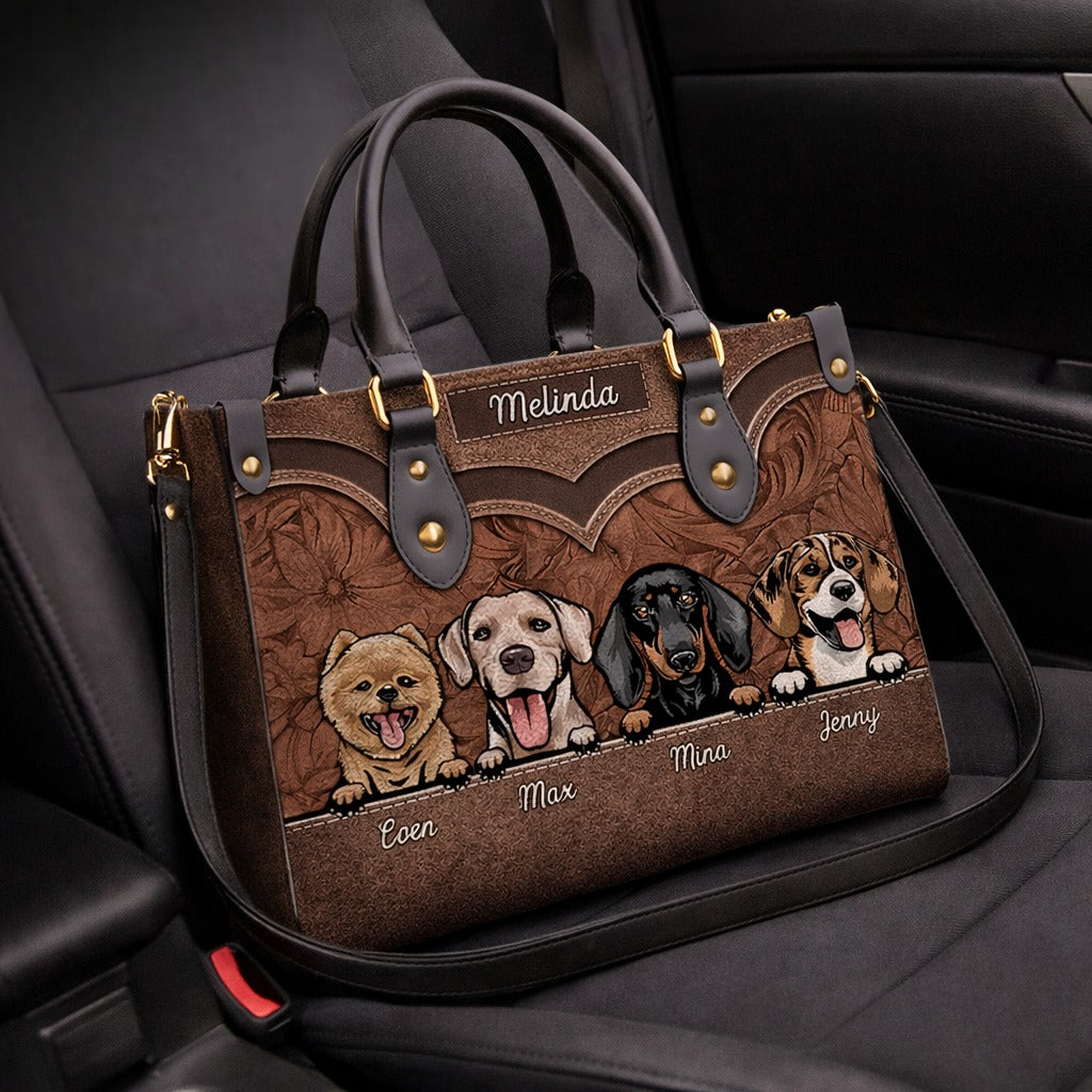 Personalized Dog Portrait Leather Handbag, Pet Portrait Wallet/Shoulder Bag, Custom Pet Bag, Retro Handbag, Dog Mom Bag Gift