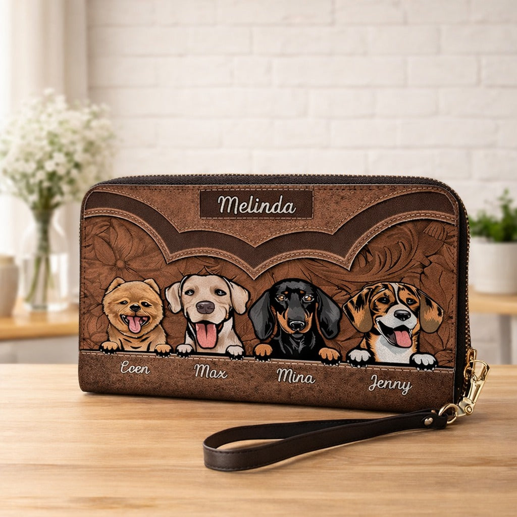 Personalized Dog Portrait Leather Handbag, Pet Portrait Wallet/Shoulder Bag, Custom Pet Bag, Retro Handbag, Dog Mom Bag Gift