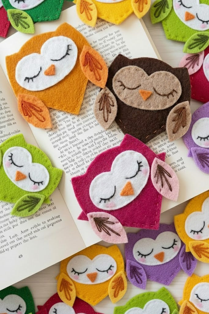Owl Corner Felt Bookmark With Name - Personalized Sleepy Owl Page Corner In 12 Colors - Gift For Book Lovers