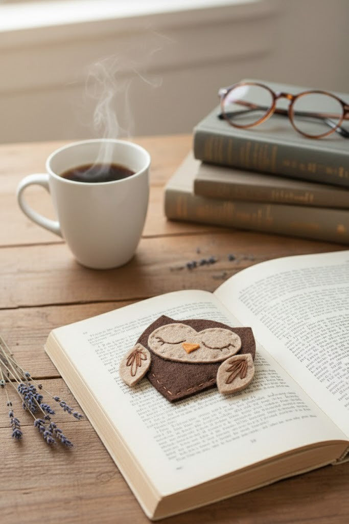 Cute Owl Corner Felt Bookmark, Custom Owl Bookmark, Embroidered Animal Bookmark, Handmade 3D Felt Gift, Pet Lover Gift