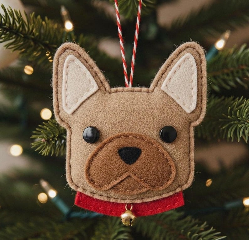 Handmade Felt Dog Ornament, Dogs Fabric Ornament Gift, Custom Name Pet Ornament, Hanging Decor, Ornament Craft, Holiday Ornament