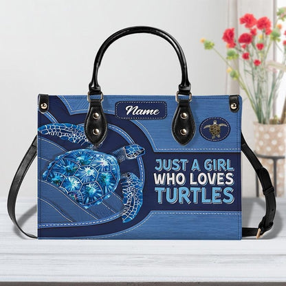 Blue Turtle Leather Handbag, Vintage Turtle Wallet/Shoulder Bag, Custom Turtle Bag, Retro Handbag, Sea Animal Lover Bag