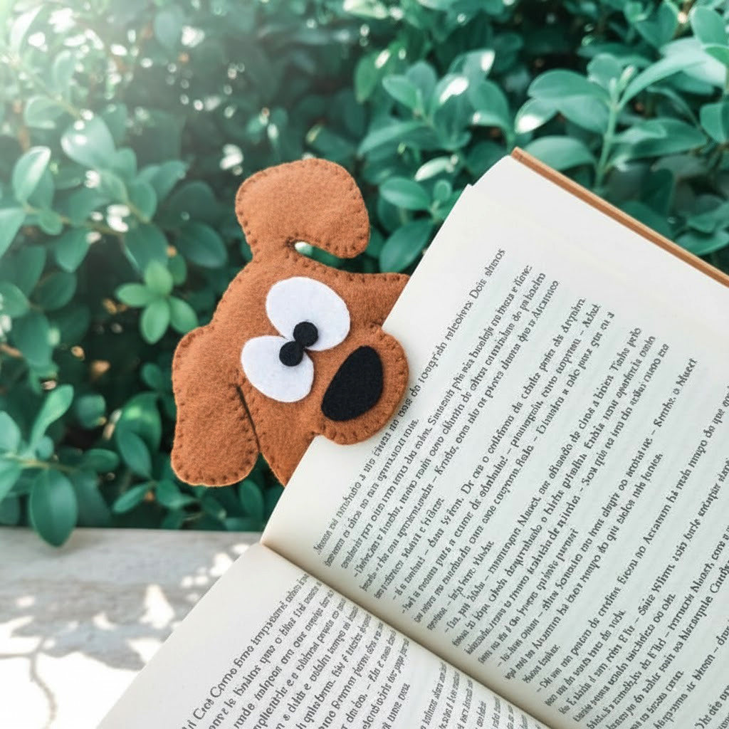 Dog Corner Felt Bookmark With Name - Personalized Embroidered Puppy Bookmark - Gift For Dog And Book Lovers