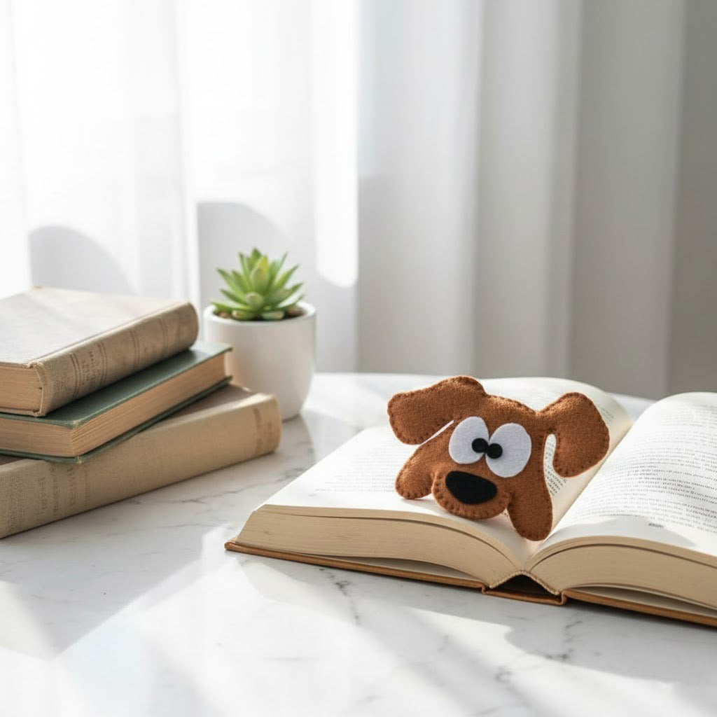 Cute Dog Felt Bookmark, Custom Dog Fabric, Embroidered Pet Bookmark, Handmade 3D Felt Gift, Pet Lover Gift