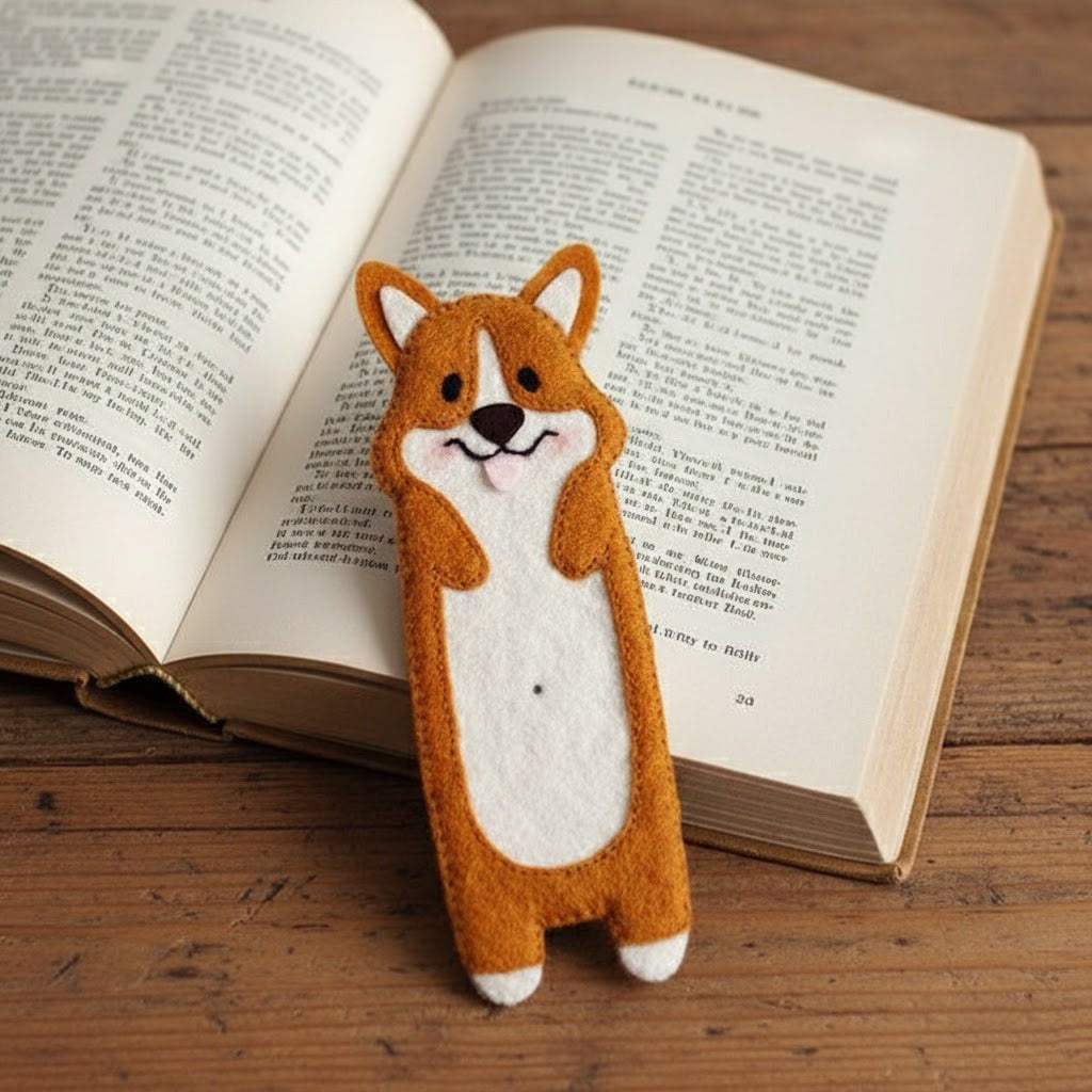 Corgi Dog Felt Bookmark, Custom Dog Fabric, Embroidered Pet Bookmark, Handmade 3D Felt Gift, Pet Lover Gift