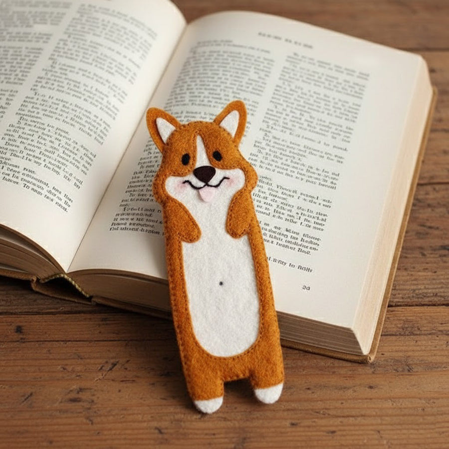 Corgi Felt Bookmark With Name - Personalized Embroidered Dog Bookmark - Gift For Corgi And Book Lovers
