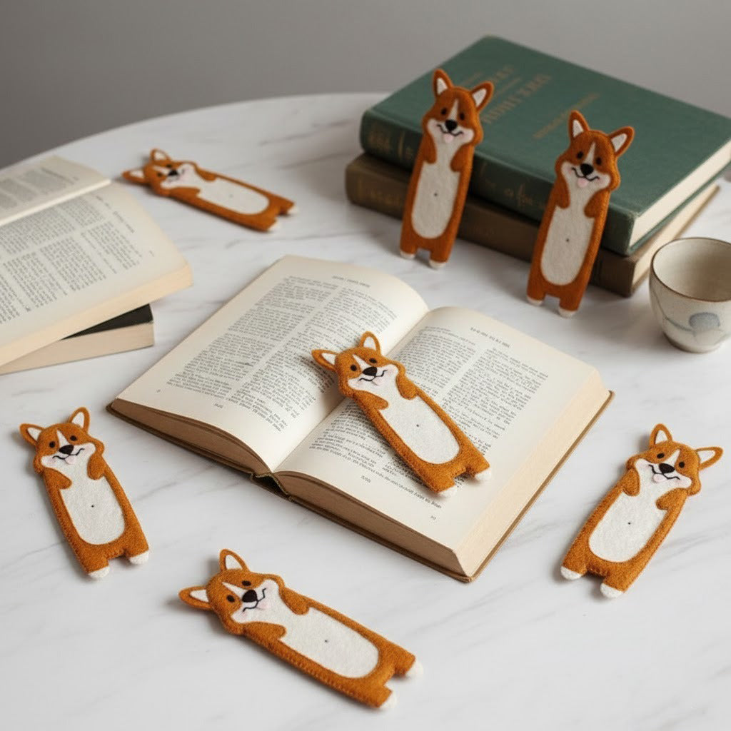 Corgi Dog Felt Bookmark, Custom Dog Fabric, Embroidered Pet Bookmark, Handmade 3D Felt Gift, Pet Lover Gift