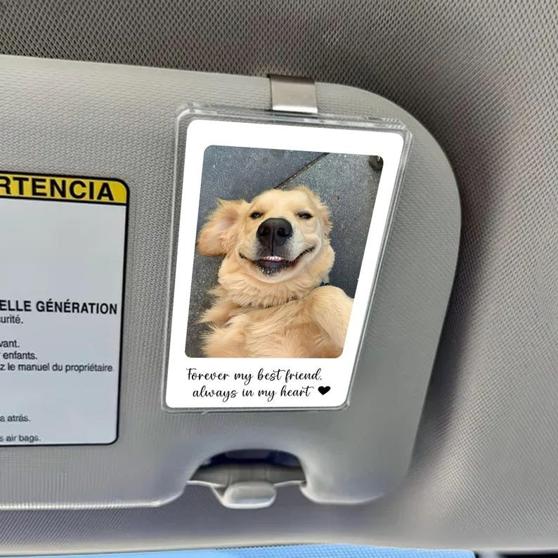 Personalized Dog Car Visor Clip, Custom Dog Cat Photo Car Visor Clip, Pet Loss Memorial, Pet Remembrance Keepsake, Pet Memorial Gift for Car