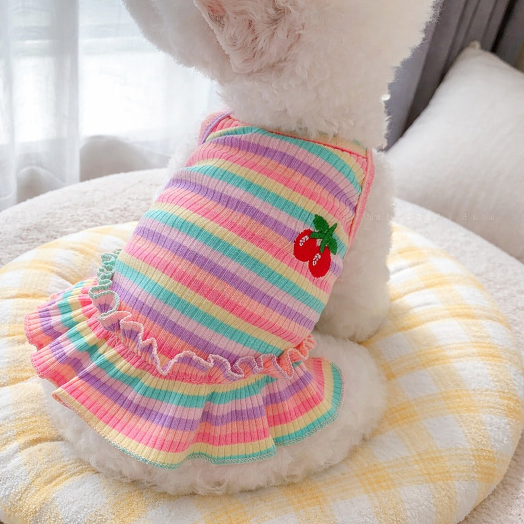 Rainbow Dress For Pet, Dog Cat Clothing, Pet Dress, Summer Clothing For Pet, Comfortable Clothing