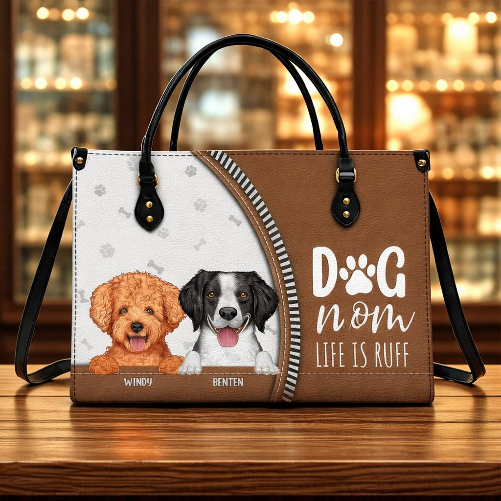 Dog Personalized Leather Handbag, Gift for Dog Lovers, Custom Pet Bag, Retro Handbag, Mother’s Day Gift for Dog Lovers