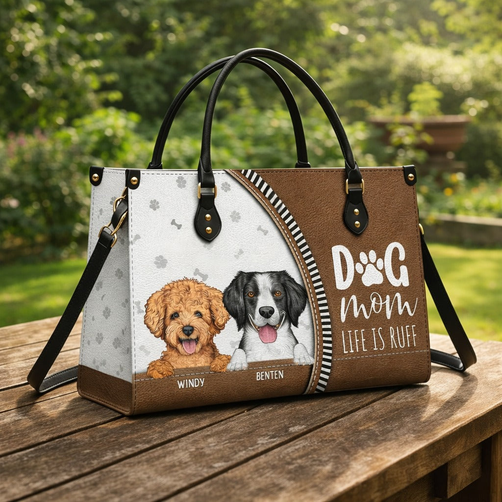 Dog Personalized Leather Handbag, Gift for Dog Lovers, Custom Pet Bag, Retro Handbag, Mother’s Day Gift for Dog Lovers