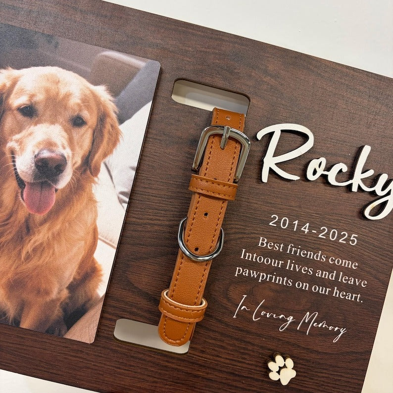 Memorial Pet Collar Sign, Wooden Pet Sign, Dog Memorial Gifts, Custom Dog Memorial Wood Frame With Collar Holder, Pet Sympathy Gift
