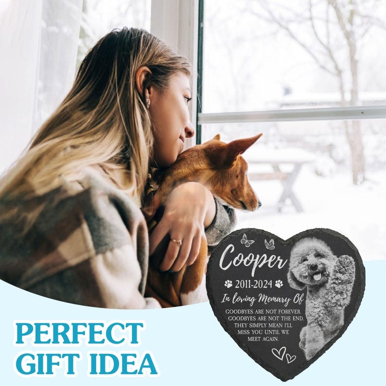 Personalized Photo Pet/Animal Memorial Stone, Engraved Dog Remembrance Gift, Custom Stone, Memorial Gifts