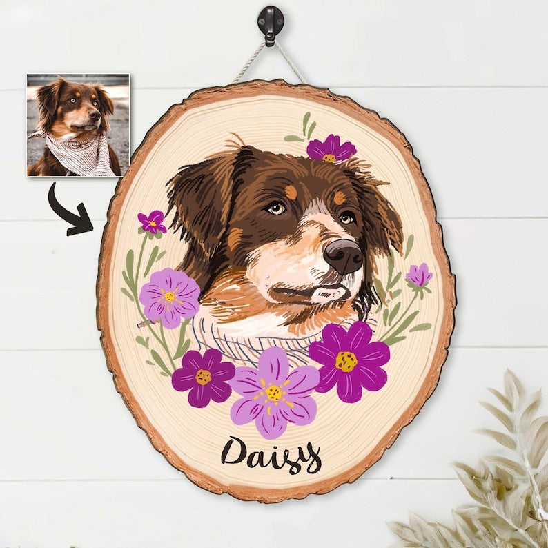 Custom Cat Portrait Wooden Hanging, Custom Pet Portrait Using Pet Photo, Cat Memorial Gift, Pet Portrait Wall Art, Pet Loss Sympathy Gift