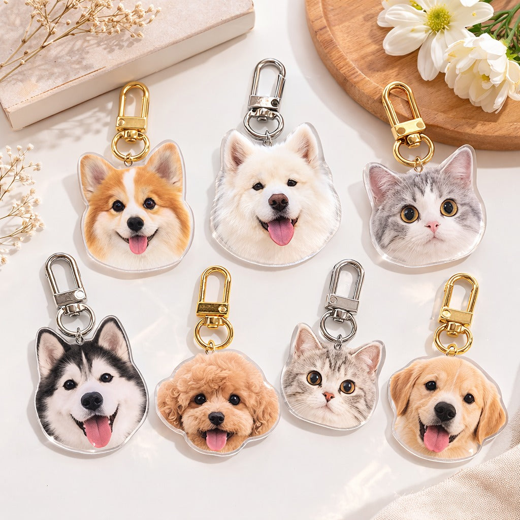 Custom Pet Photo Keychain, Funny Pet Keychain, Personalized Pet Photo Keychain, Cat Dog Memorial Gift, Holiday Gift for Pet Lovers