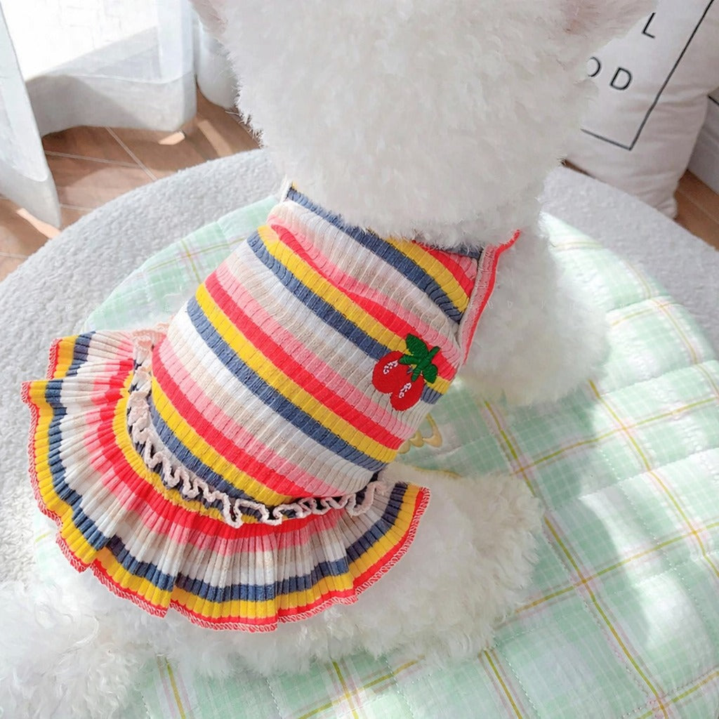 Rainbow Dress For Pet, Dog Cat Clothing, Pet Dress, Summer Clothing For Pet, Comfortable Clothing