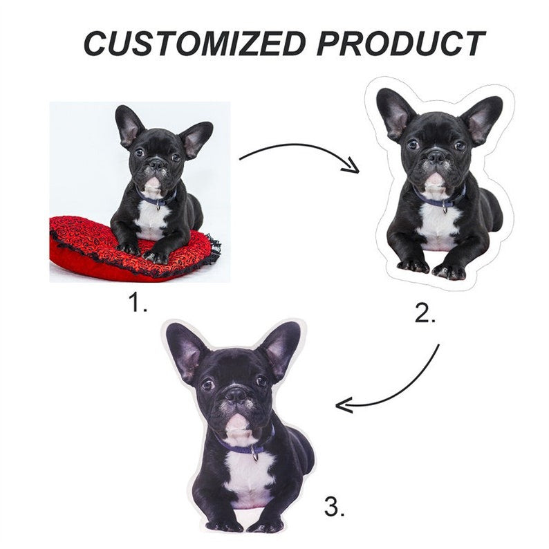 Custom 3D Pet Pillow from Photo, Personalized Dog/Cat Shaped Throw Pillow, Double Printed Pet Pillow, Pet Memorial Gift