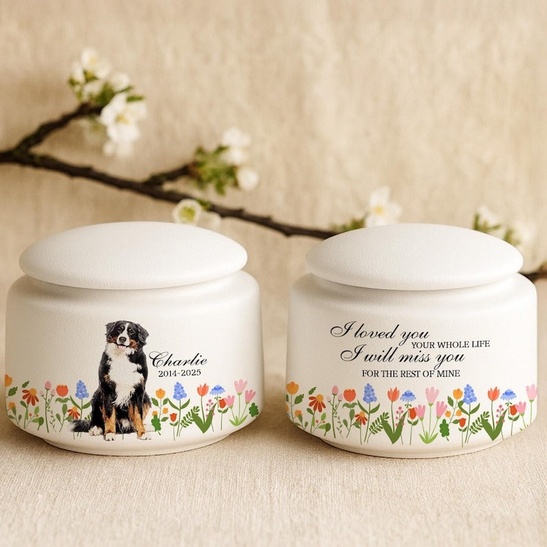Custom Pet Portrait Ceramic Urn Box for Ashes, Pet Memorial Gifts, Personalized Pet Urn, Loss Of Pet Gifts, Dog Cat Owner Sympathy Gifts