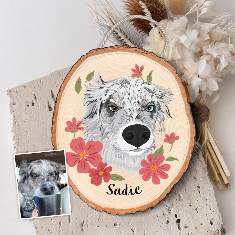 Custom Cat Portrait Wooden Hanging, Custom Pet Portrait Using Pet Photo, Cat Memorial Gift, Pet Portrait Wall Art, Pet Loss Sympathy Gift