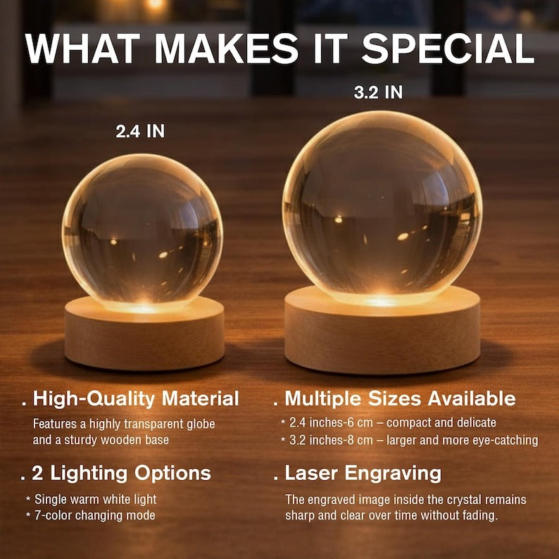Personalized Pet Memorial Night Light, Pet Portrait Crystal Ball Night Light, Photo Crystal Light, Pet Loss, Pet Memorial Gift for Dog/Cat