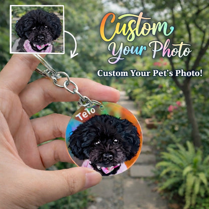 Hand-painted Neon Color - Pet Keychain, Custom Pet Portrait, Pet Gift, Art Keychain, Dog Cat Pet Keychain