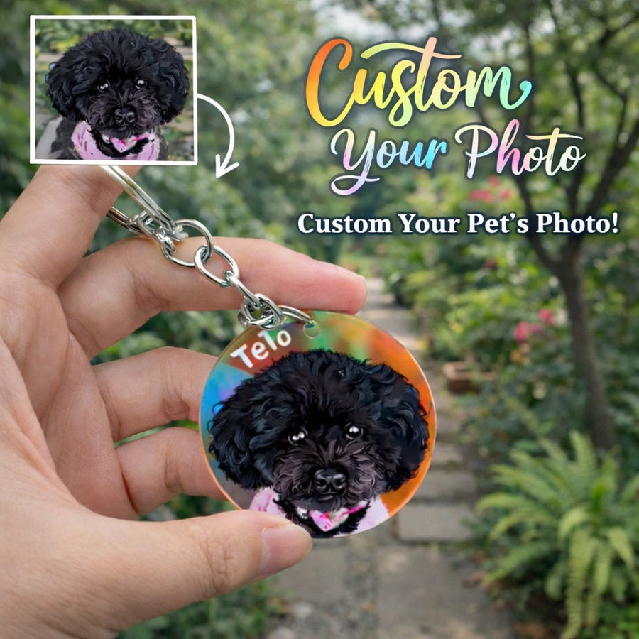Hand-painted Neon Color - Pet Keychain, Custom Pet Portrait, Pet Gift, Art Keychain, Dog Cat Pet Keychain