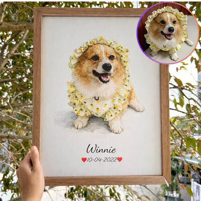 Custom Pet Portrait from Photo, Dog Portrait Gift, Personalized Dog Painting, Custom Dog Watercolor Art Print, Pet Portrait Frame
