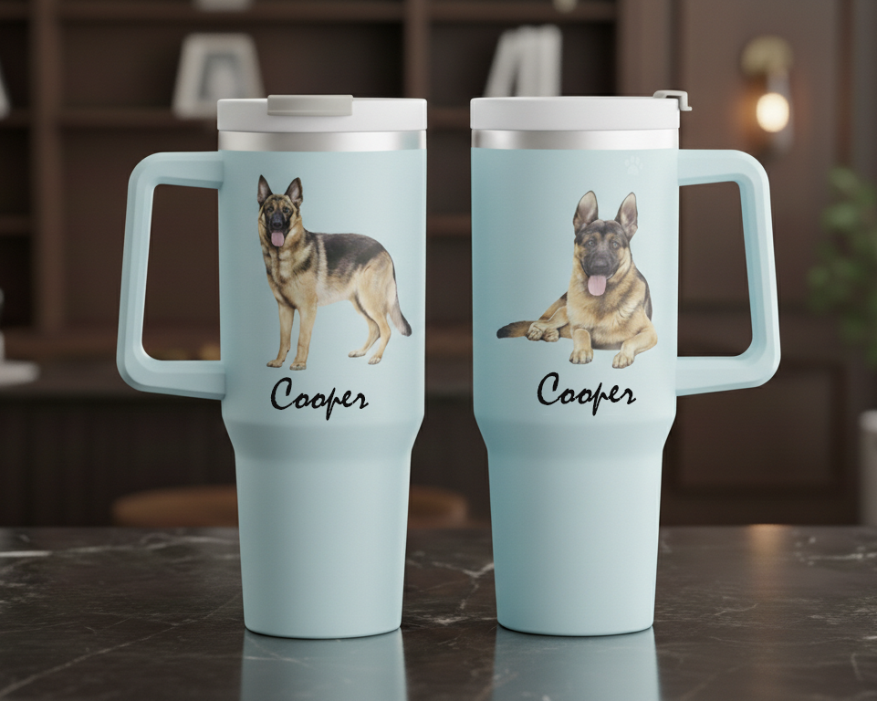Custom Pet Photo Tumbler, Personalized Dog or Cat Portrait Cup, Memorial Gift for Pet Owners