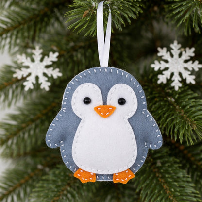 Felt Animal Ornament With Name - Personalized Hen, Chick, Duck, Pig Or Penguin - Gift For Animal Lovers