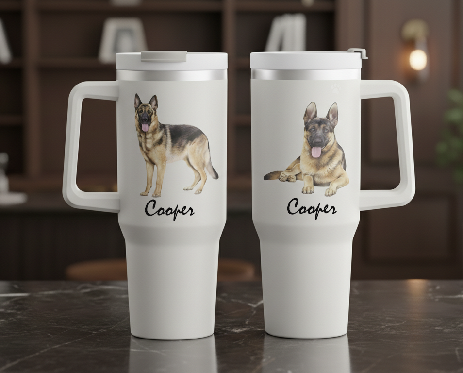 Custom Pet Photo Tumbler, Personalized Dog or Cat Portrait Cup, Memorial Gift for Pet Owners