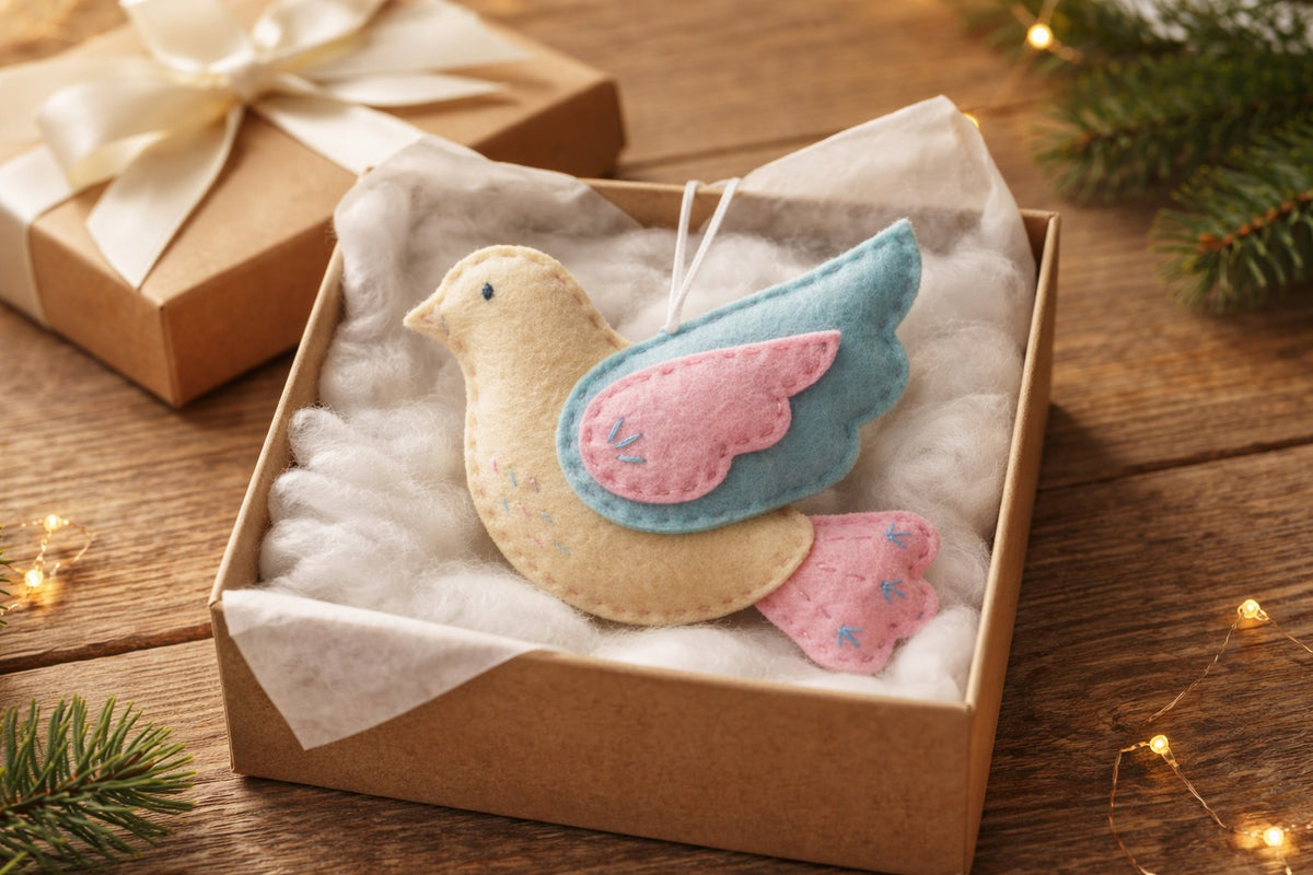 Pastel Dove Felt Ornament With Name - Personalized Dove Christmas Ornament - Gift For Bird Lovers