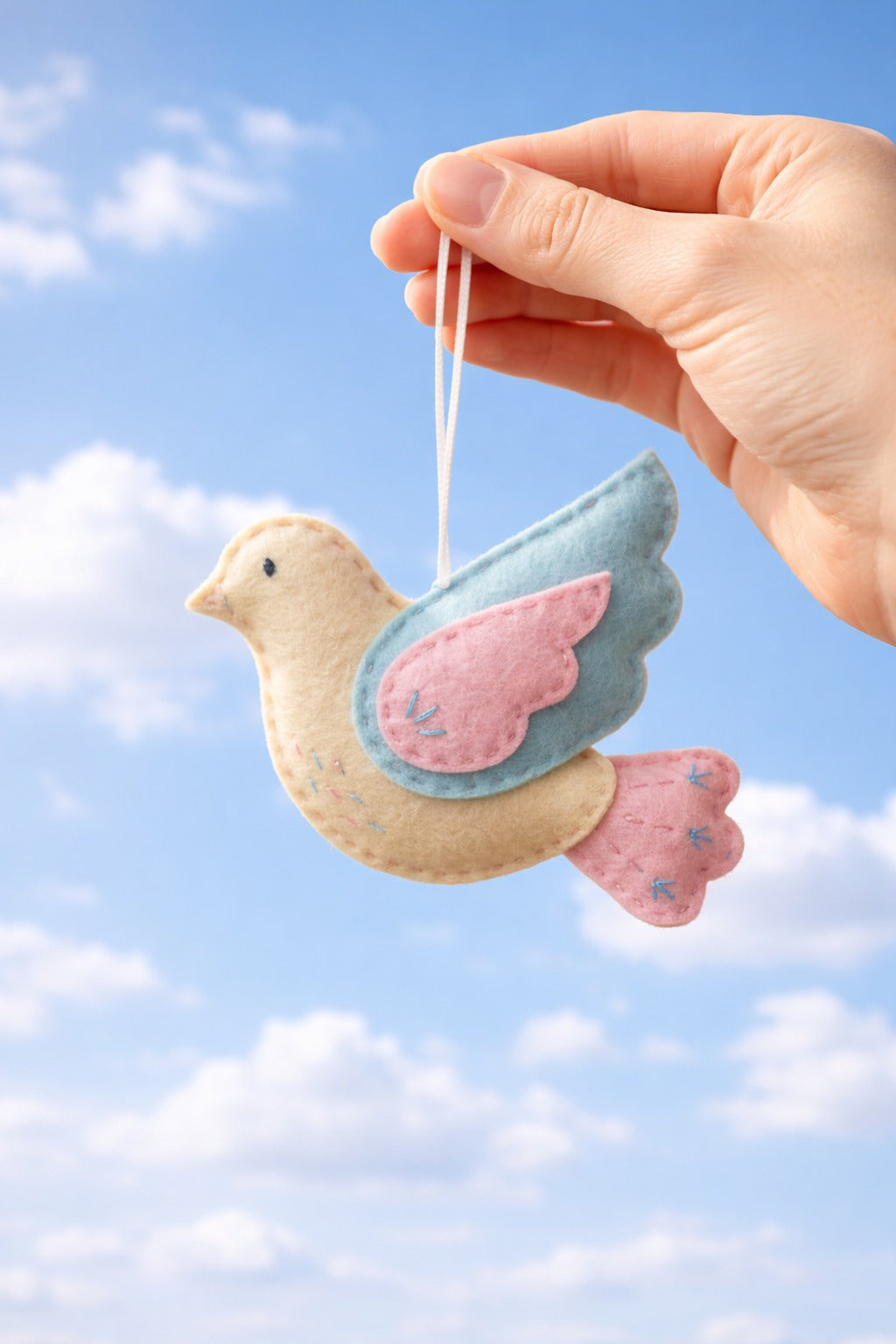 Handmade Felt Dove Ornament, Funny Bird Fabric Ornament Gift, Custom Name Animal Ornament, Hanging Decor, Holiday Ornament