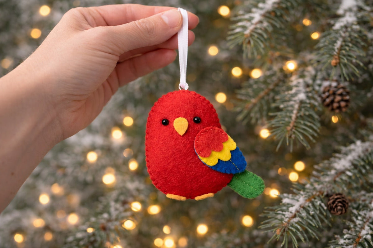 Handmade Parrot Felt Ornament, Custom Parrot/Bird Ornament Gift, Bird Lover Gift, Hanging Decor, Holiday Ornament