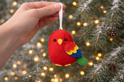 Handmade Parrot Felt Ornament, Custom Parrot/Bird Ornament Gift, Bird Lover Gift, Hanging Decor, Holiday Ornament