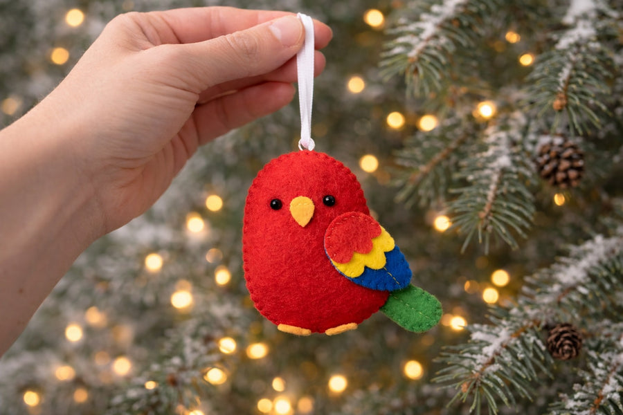 Handmade Parrot Felt Ornament, Custom Parrot/Bird Ornament Gift, Bird Lover Gift, Hanging Decor, Holiday Ornament