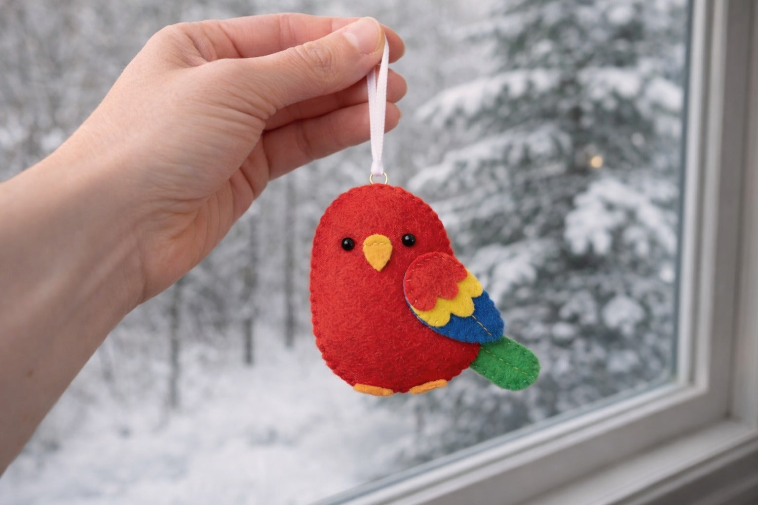 Handmade Parrot Felt Ornament, Custom Parrot/Bird Ornament Gift, Bird Lover Gift, Hanging Decor, Holiday Ornament