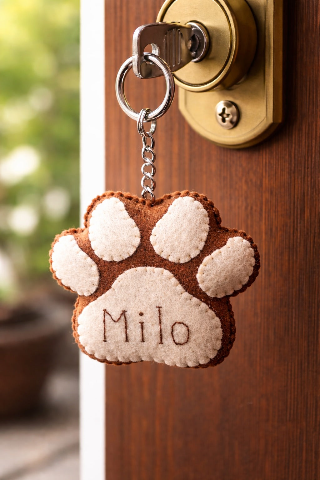 Personalized Pet Paw Keychain, Custom Dog Paw Keyring with Name, Felt Paw Print Keychain, Pet Lover Gift, Dog Memorial Keychain, Handmade Pet Paw Charm