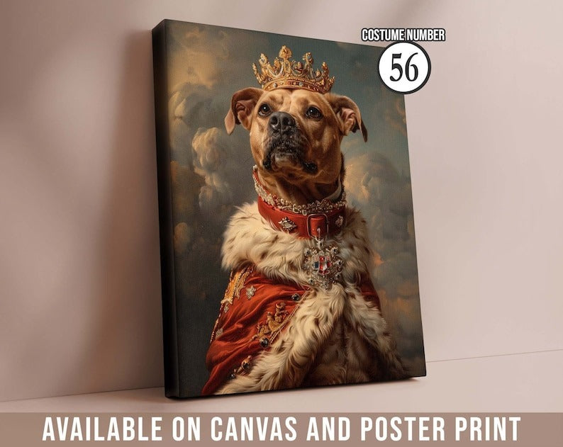 Custom Pet Portrait Painting Canvas, Renaissance Dog Portrait from Photo, Royal Pet King Portrait Painting Digital Art, Portrait Art Design