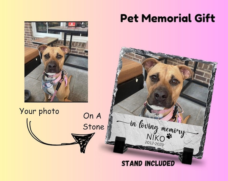 Personalized Photo Pet/Animal Memorial Stone, Engraved Remembrance Gift, Memorial Gifts