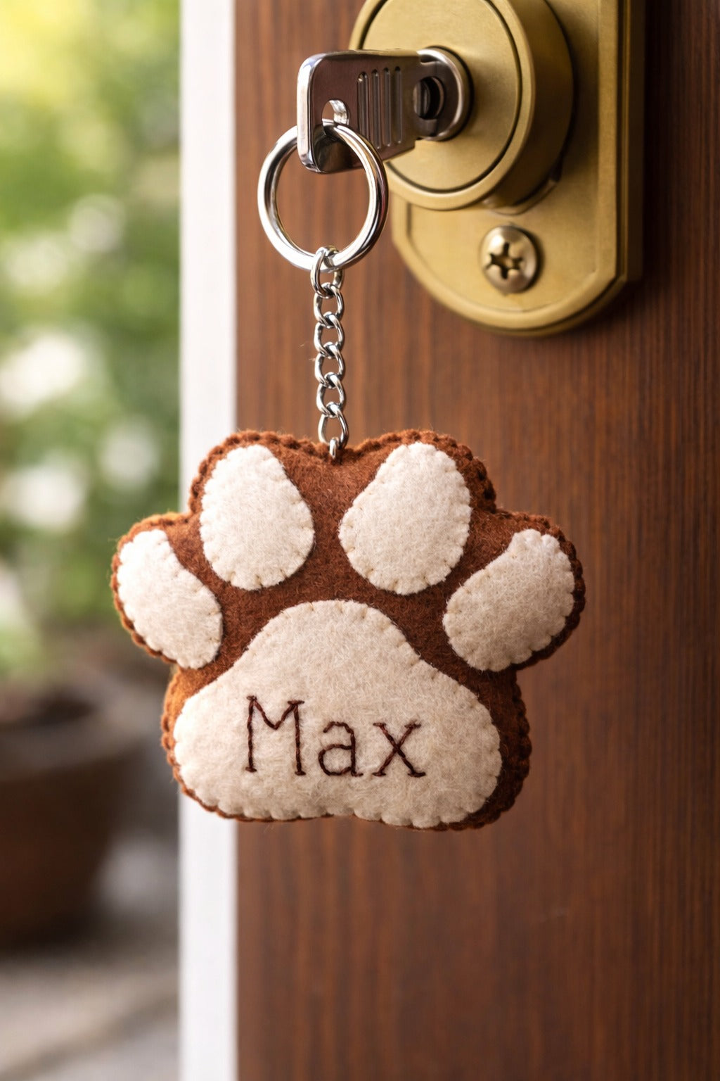 Personalized Pet Paw Keychain, Custom Dog Paw Keyring with Name, Felt Paw Print Keychain, Pet Lover Gift, Dog Memorial Keychain, Handmade Pet Paw Charm
