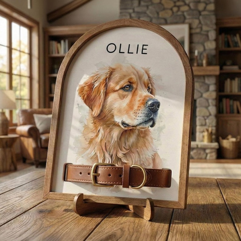 Personalized Dog Memorial Wood Frame With Collar Holder, Custom Memorial Pet Collar Sign with Photo, Dog Memorial Gifts, Dog Sympathy Gift