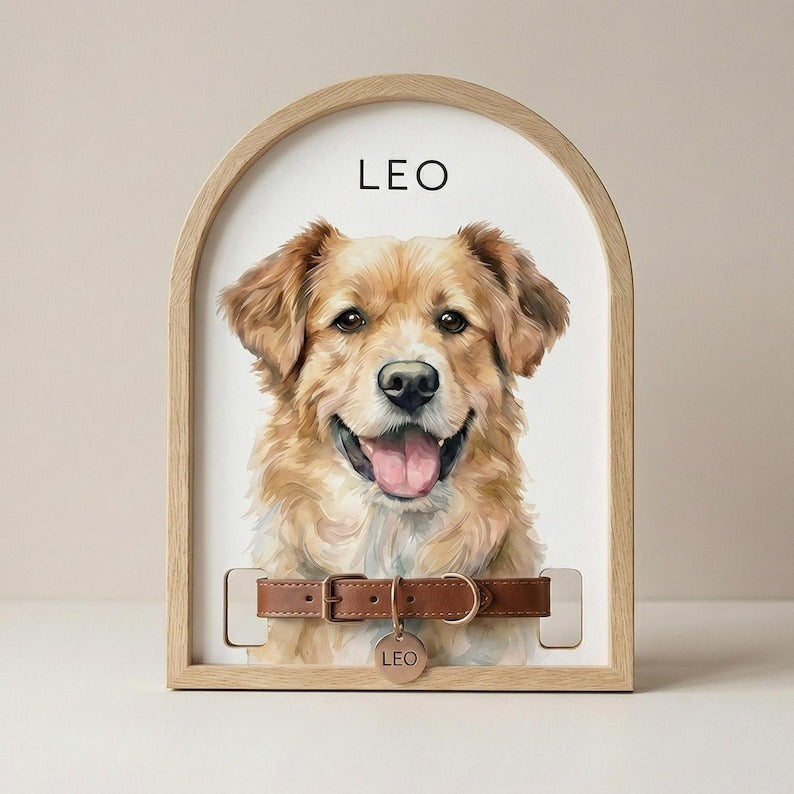 Personalized Dog Memorial Wood Frame With Collar Holder, Custom Memorial Pet Collar Sign with Photo, Dog Memorial Gifts, Dog Sympathy Gift