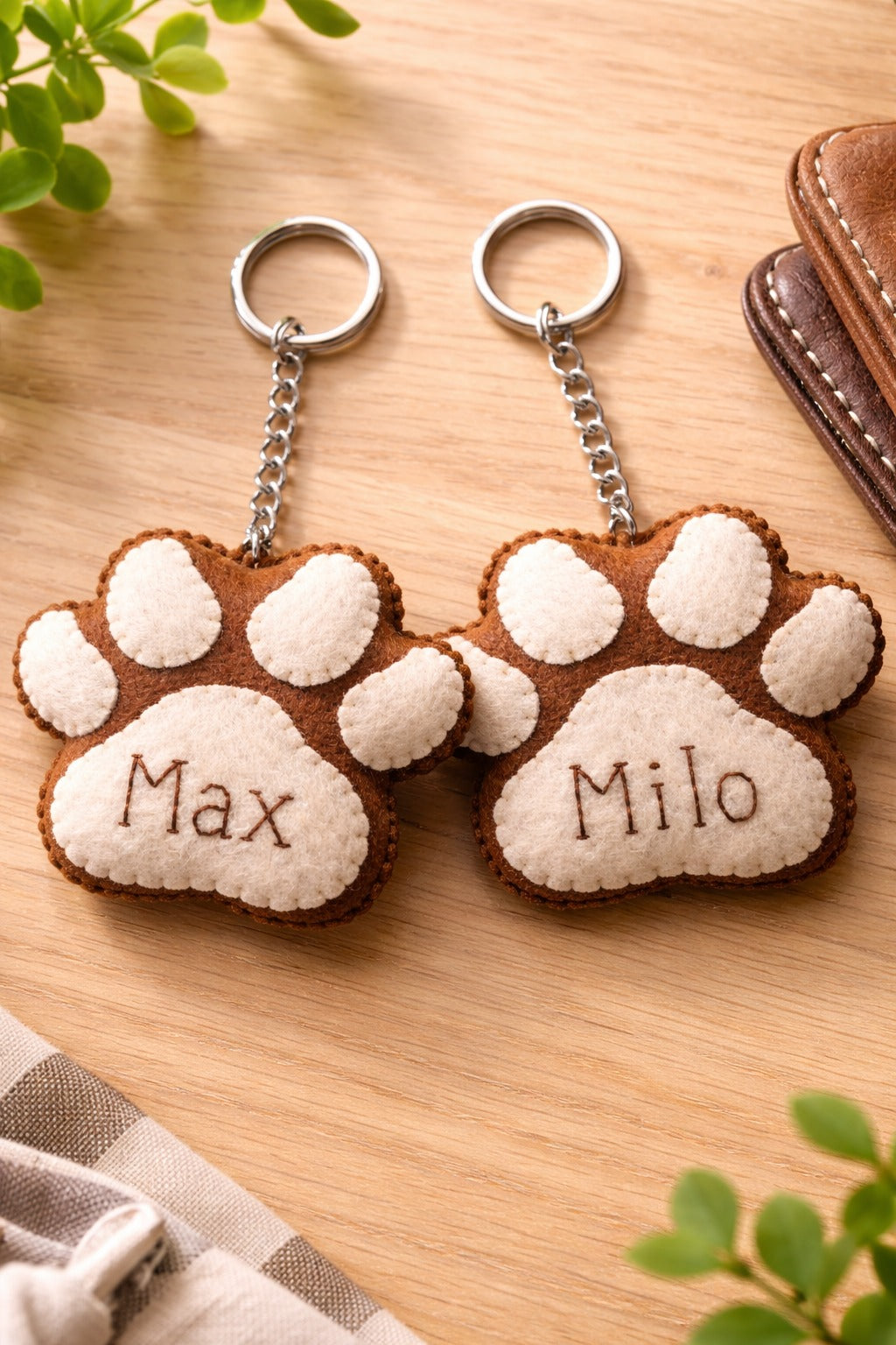 Personalized Pet Paw Keychain, Custom Dog Paw Keyring with Name, Felt Paw Print Keychain, Pet Lover Gift, Dog Memorial Keychain, Handmade Pet Paw Charm
