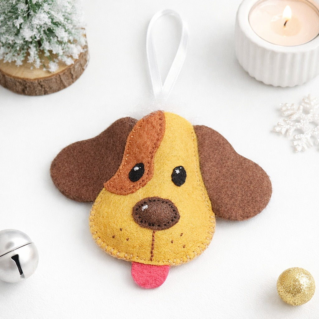 Handmade Dog Felt Ornament, Cute Dog Felt Ornament Gift, Dog Lover Gift, Hanging Decor, Holiday Ornament